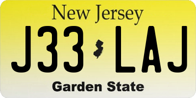 NJ license plate J33LAJ