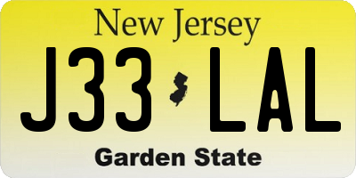 NJ license plate J33LAL