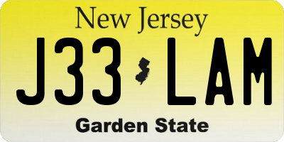 NJ license plate J33LAM