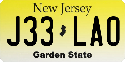 NJ license plate J33LAO