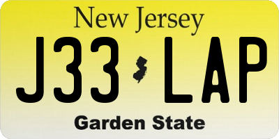 NJ license plate J33LAP