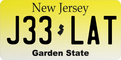 NJ license plate J33LAT