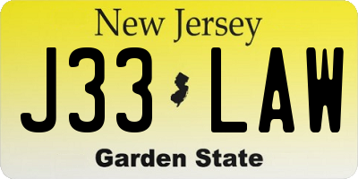 NJ license plate J33LAW