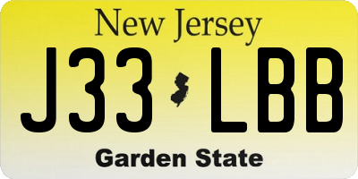 NJ license plate J33LBB