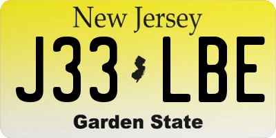 NJ license plate J33LBE