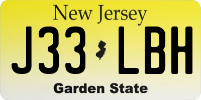 NJ license plate J33LBH