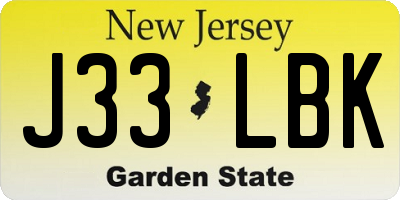 NJ license plate J33LBK