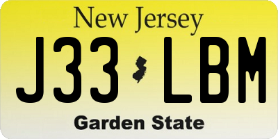 NJ license plate J33LBM