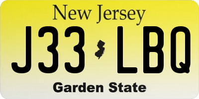 NJ license plate J33LBQ