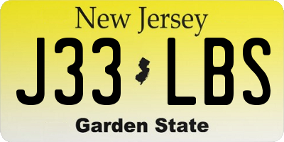 NJ license plate J33LBS