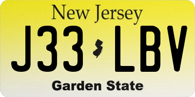 NJ license plate J33LBV