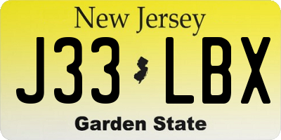 NJ license plate J33LBX
