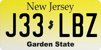 NJ license plate J33LBZ