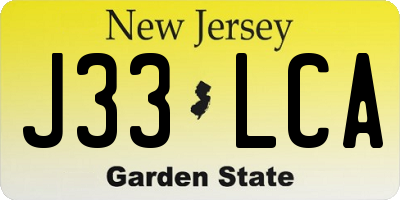 NJ license plate J33LCA