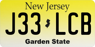 NJ license plate J33LCB