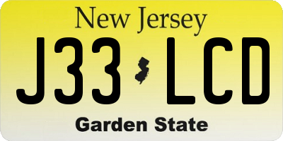 NJ license plate J33LCD