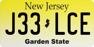 NJ license plate J33LCE