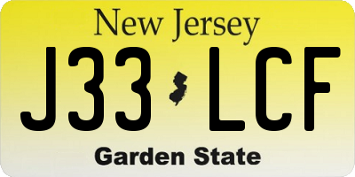 NJ license plate J33LCF