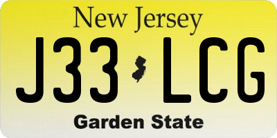 NJ license plate J33LCG