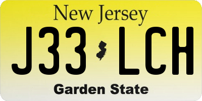 NJ license plate J33LCH
