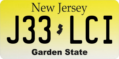 NJ license plate J33LCI
