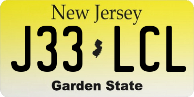 NJ license plate J33LCL