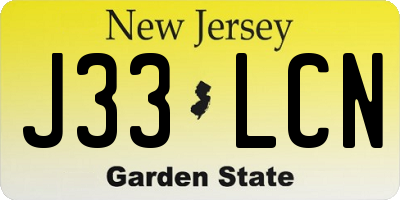 NJ license plate J33LCN