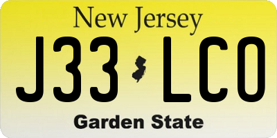 NJ license plate J33LCO