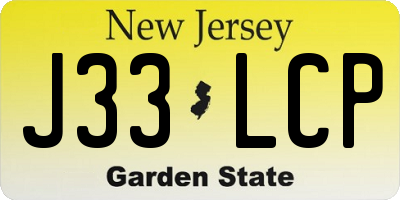 NJ license plate J33LCP