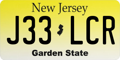 NJ license plate J33LCR