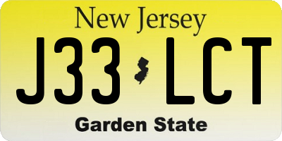 NJ license plate J33LCT