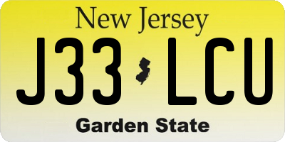 NJ license plate J33LCU