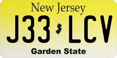 NJ license plate J33LCV
