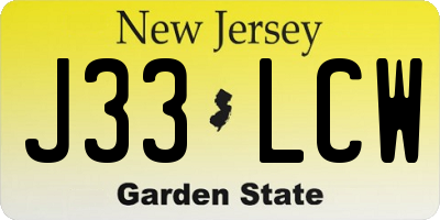 NJ license plate J33LCW