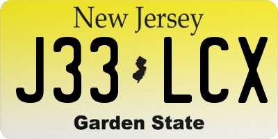 NJ license plate J33LCX