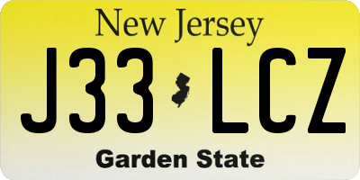 NJ license plate J33LCZ