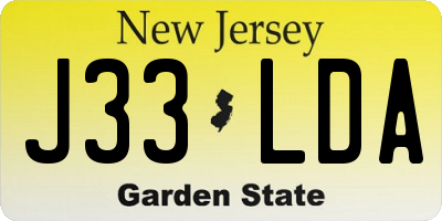NJ license plate J33LDA