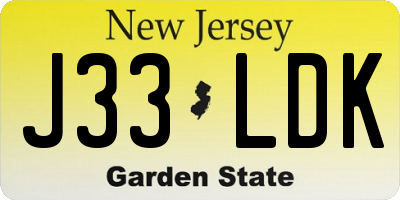 NJ license plate J33LDK