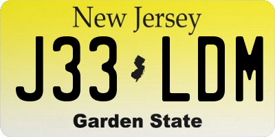 NJ license plate J33LDM