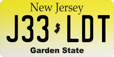 NJ license plate J33LDT