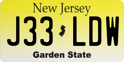 NJ license plate J33LDW