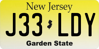 NJ license plate J33LDY