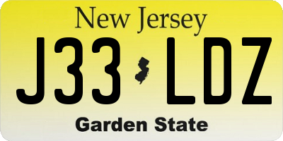 NJ license plate J33LDZ