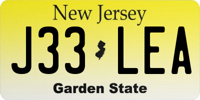 NJ license plate J33LEA