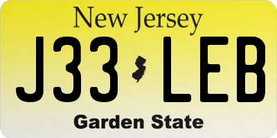 NJ license plate J33LEB