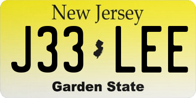 NJ license plate J33LEE