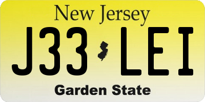 NJ license plate J33LEI