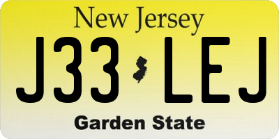 NJ license plate J33LEJ