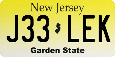 NJ license plate J33LEK