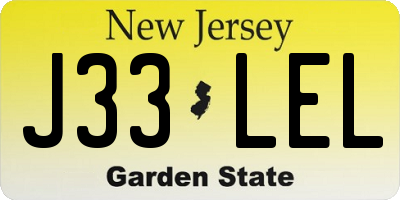 NJ license plate J33LEL